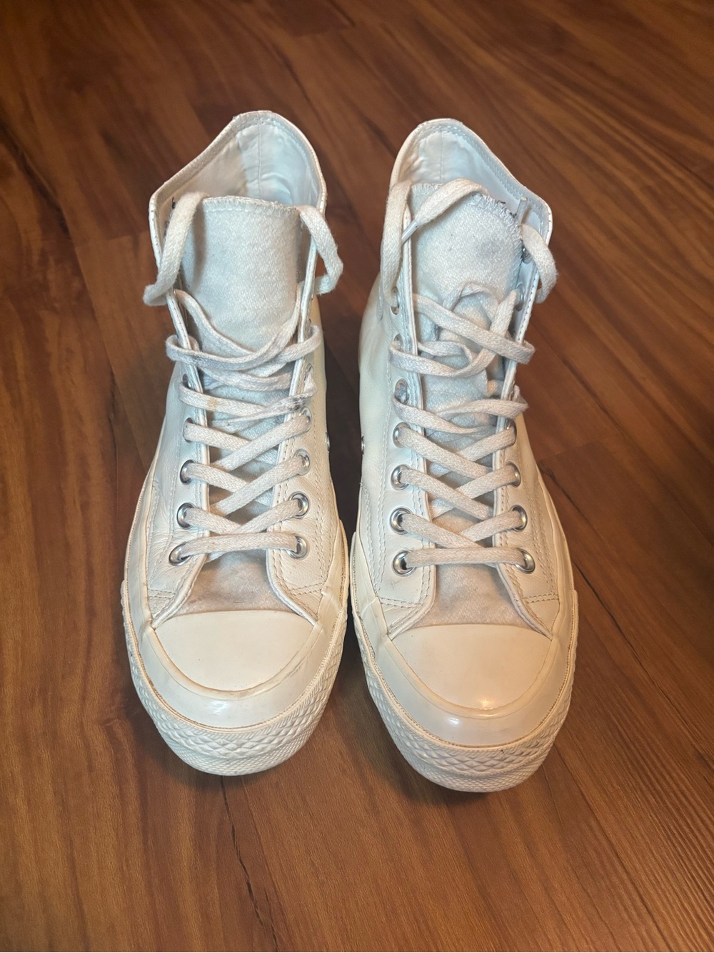Converse Women's Leather High-Top Sneakers in Off-White
